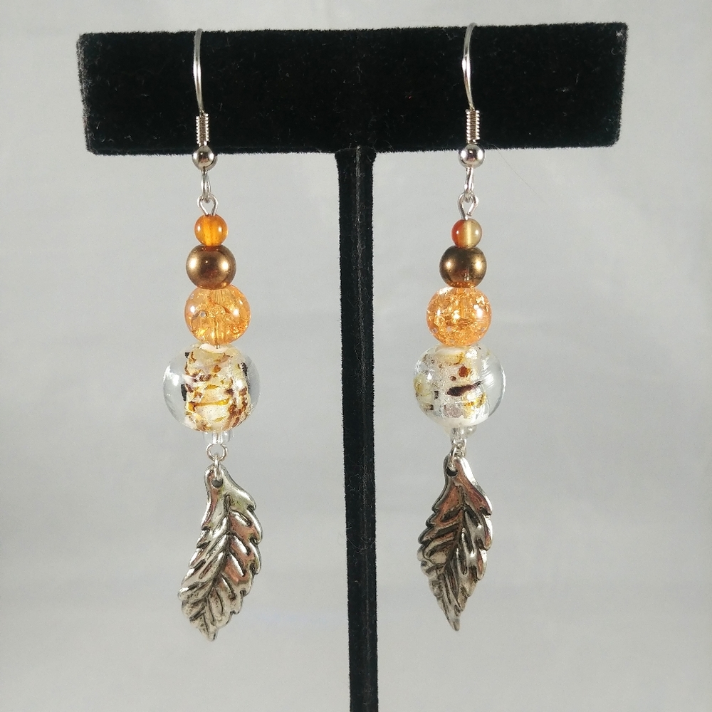 Enchanted Autumn Leaves Fall inspired Bead Earring